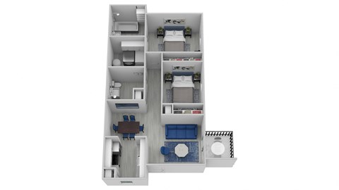 Floor plan for 2 beds, 2 baths, 923 sqft